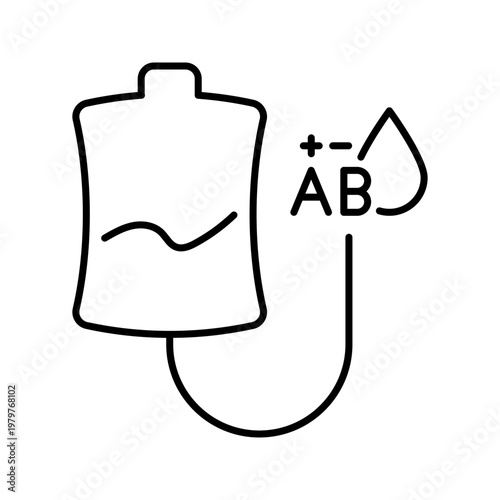 Blood transfusion icon. Healthcare and blood transfusion line symbol. Black and white.