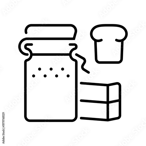 Bread yeast icon. Food and baking line symbol. Black and white.
