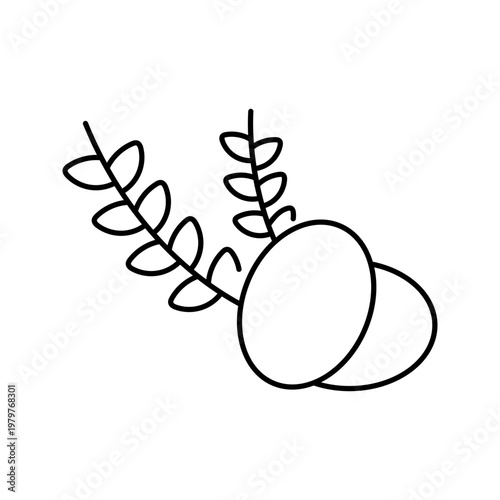 Easter egg icon. Celebration and easter line symbol. Black and white.