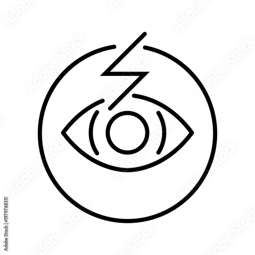 Eye pain icon. Healthcare and ophthalmology line symbol. Black and white.