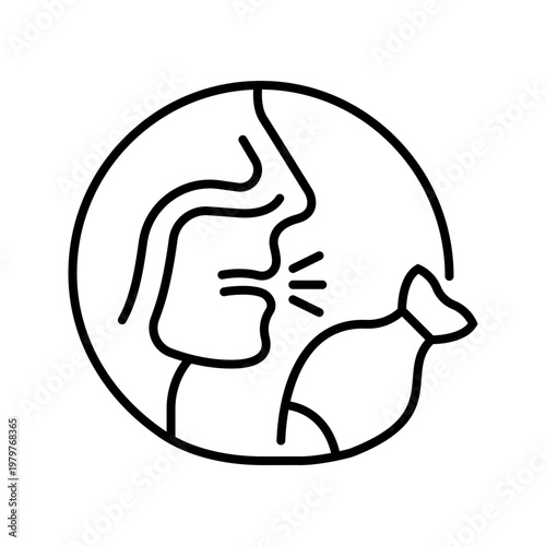 Fish allergy icon. Healthcare and food allergy line symbol. Black and white.