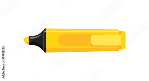 Yellow highlighter marker pen isolated on white background, office stationery and school supply