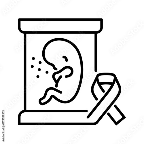 Hiv baby icon. Healthcare and infectious disease line symbol. Black and white.