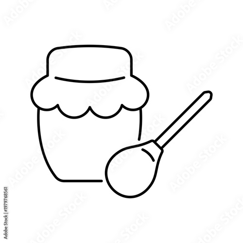 Jam jar icon. Food and preserves line symbol. Black and white.