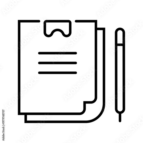 Movie script icon. Entertainment and screenplay line symbol. Black and white.