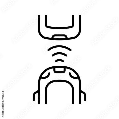 Parking sensor icon. Industry and parking systems line symbol. Black and white.
