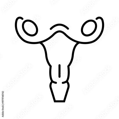 Ovary anatomy icon. Healthcare and gynecology line symbol. Black and white.