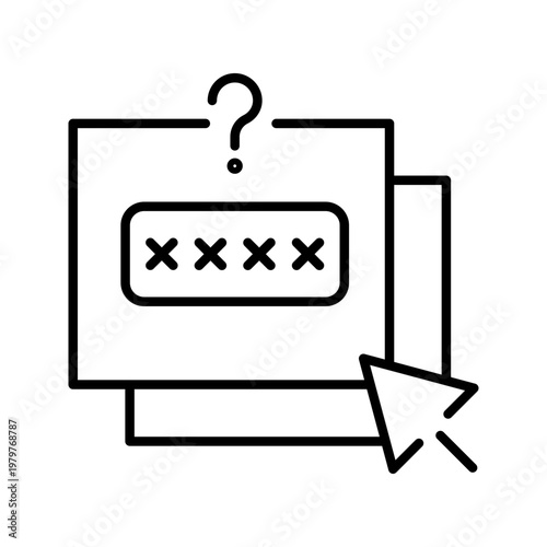 Password reset icon. Business and cybersecurity line symbol. Black and white.