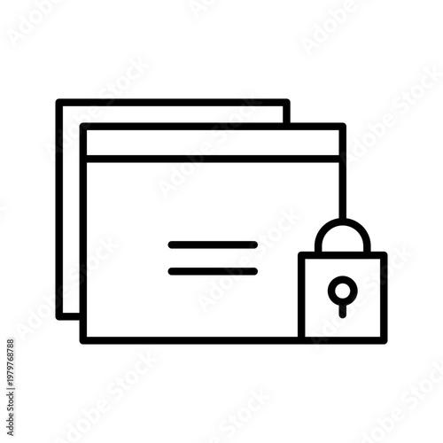 Password protection icon. Business and cybersecurity line symbol. Black and white.