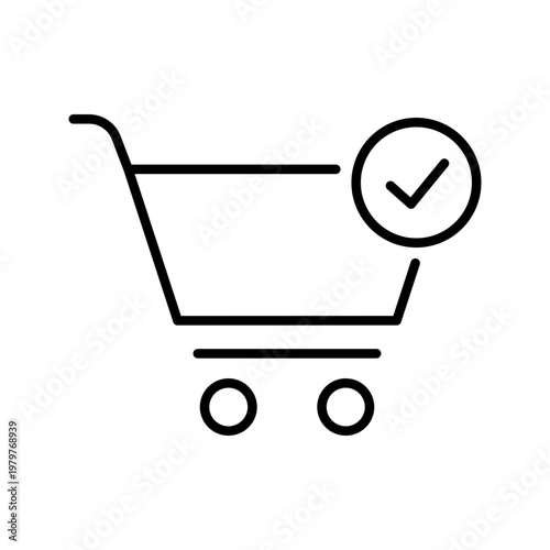 Shopping cart icon. Business and ecommerce line symbol. Black and white.
