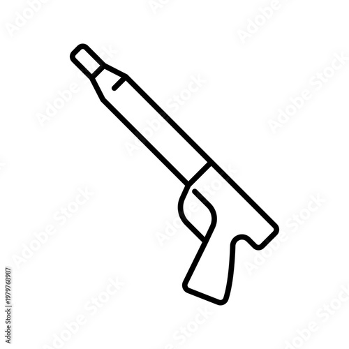 Spear gun icon. Sports and spearfishing line symbol. Black and white.