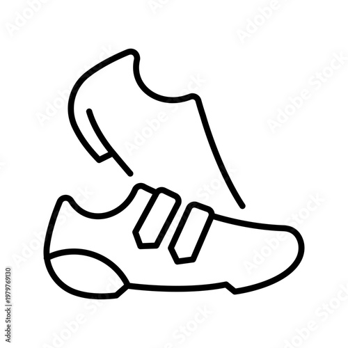 Volleyball shoe icon. Sports and athletic shoes line symbol. Black and white.