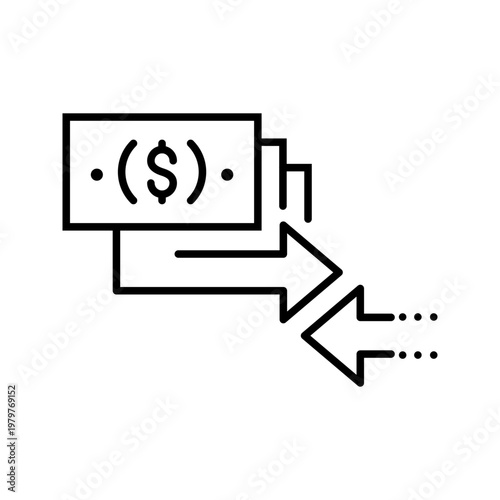 Wire transfer icon. Business and payments line symbol. Black and white.