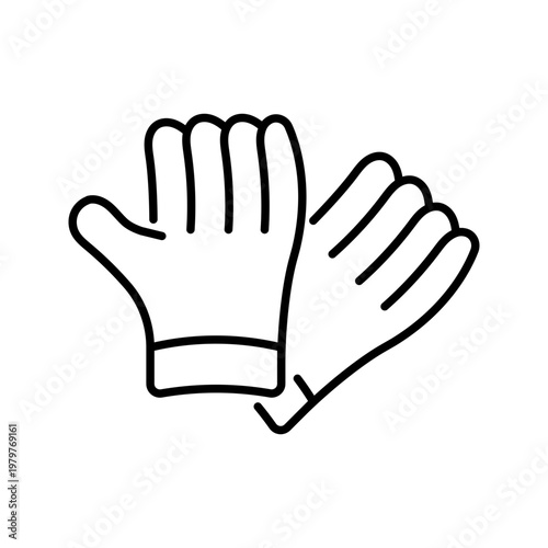 Winter glove icon. Apparel and handwear line symbol. Black and white.