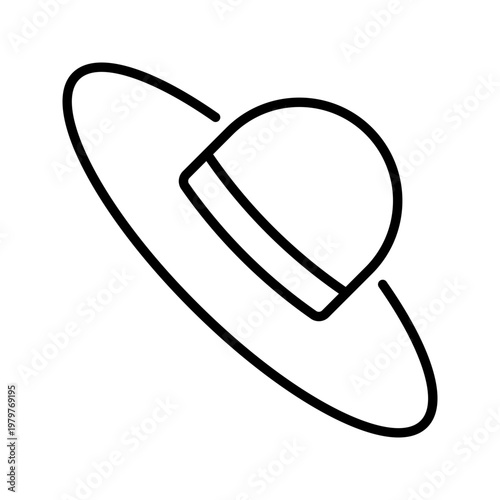 Women hat icon. Fashion and headwear line symbol. Black and white.