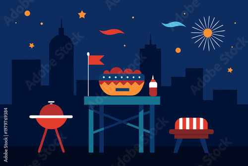 vector illustration of a fairy tale with 4th of July