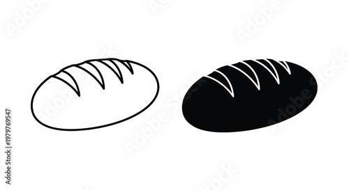 Two loaves of bread one white and one dark in silhouette