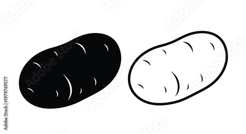 Two potatoes displayed with contrasting tones a striking silhouette