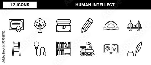 Minimalist knowledge and education line icons