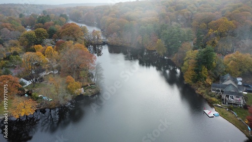 Aerial view of Samp Mortar Reservoir in Fairfield Connecticut