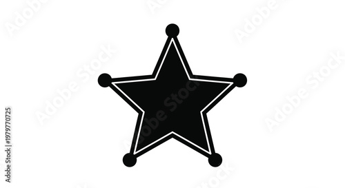Black star sheriff badge isolated on a white background silhouette
