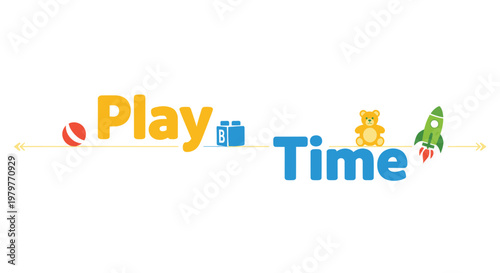 Playtime icons, colorful kids symbols, fun illustrations, educational graphics
