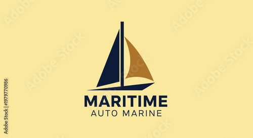 Elegant sailboat logo design for maritime auto marine services, representing quality and reliability.