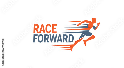 Dynamic logo featuring a runner and the words Race Forward, symbolizing speed and progress.
