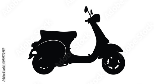 Black scooter profile against a white background a striking silhouette