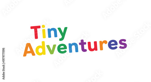 Colorful Tiny Adventures logo, vibrant multicolored text, fun kids theme, vector graphic