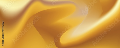 Silk metal cloth and liquid background ribbon with gold satin fabric. Golden vector glitter and shiny paper motion with render fold foil. Velvet silk yellow and champagne liquid fluid.