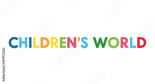Colorful children's logo, kids' world sign, multicolored text