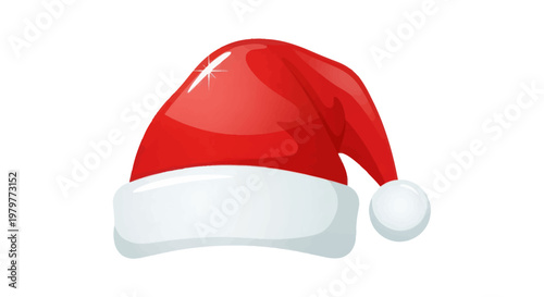 Festive Santa Hat Icon - Christmas Holiday Celebration Symbol