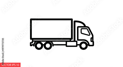 Delivery truck icon, outline vector illustration, isolated on white background.