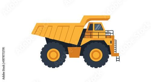 Yellow Mining Dump Truck - Heavy Machinery Vehicle Illustration