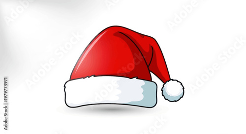 Festive Santa Claus Hat with White Pom-Pom and Trim