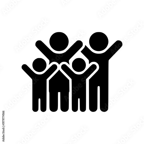 Minimal family icon with two adults and one child in simple flat SVG style. Clean geometric design ideal for social services, family care, community programs, and modern UI applications.