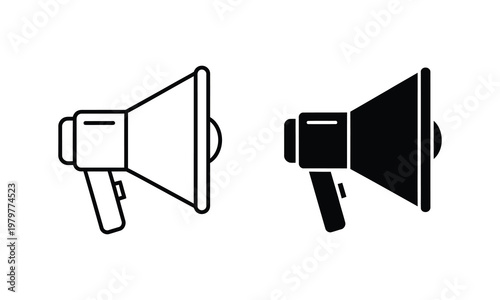 Megaphone Icon Set Outline and Solid Loudspeaker Symbol