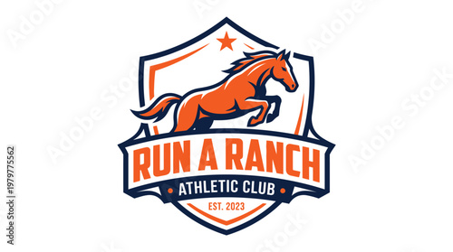 Run a Ranch Athletic Club Logo - A Dynamic Equestrian Emblem.