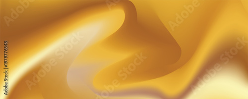 Silk metal cloth and liquid background ribbon with gold satin fabric. Golden vector glitter and shiny paper motion with render fold foil. Velvet silk yellow and champagne liquid fluid.