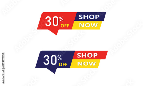 30 percent off shop now marketing template set for sale promotion design.