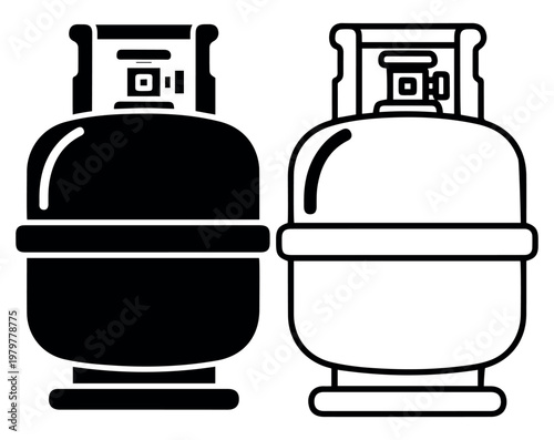 Print Lp Gas Cylinder Icon Set Cooking Stock Vector