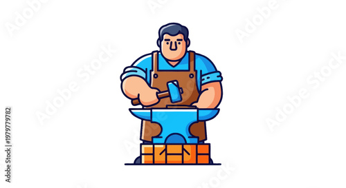 Blacksmith Working Hammering Anvil Metal Forge Craftsmanship Traditional Industry