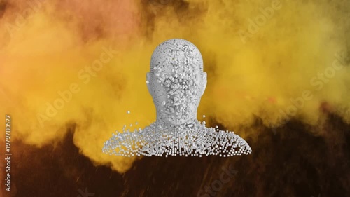 Animation of digital human model over smoke and light trails