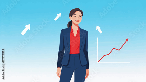 Businesswoman with growth chart
