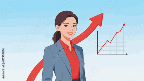 Businesswoman with growth chart