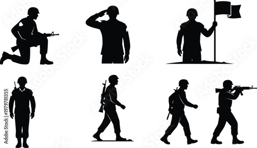 Honoring heroes memorial day silhouette of soldiers and american flag tribute
