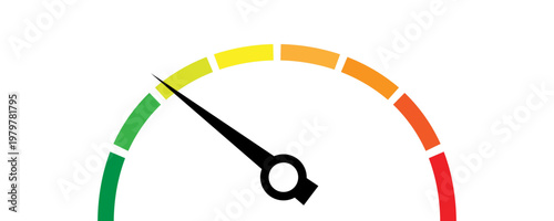 Speed metering icon isolated on white background. vector illustration modern flat design. Minimum and maximum measuring dial. Colorful infographic gauge sign. car performance measurement symbol.