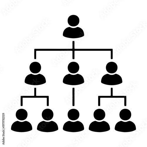Organizational chart icon, corporate hierarchy structure, business team management vector