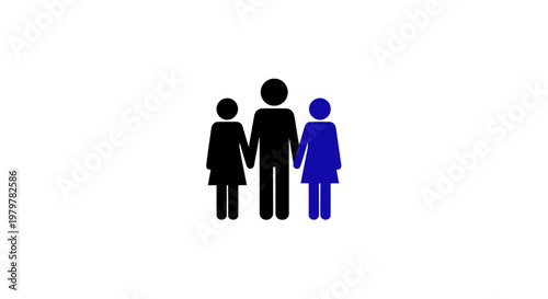 Family Icon: Father Holding Hands with Two Children, Diverse Representation